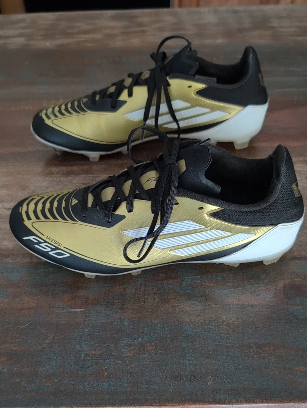 Adidas Messi F50 Soccer Cleats Metallic Gold and Black - Men's 9 - Picture 3 of 8
